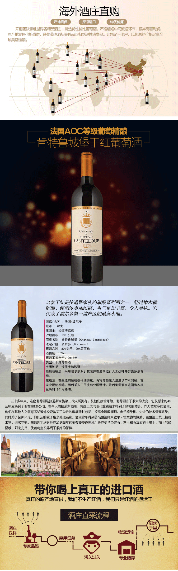 法国肯特鲁城堡干红葡萄酒